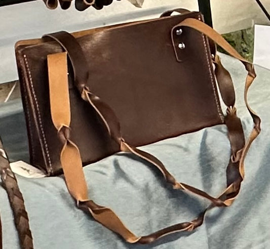 Large hand stiched two handle purse