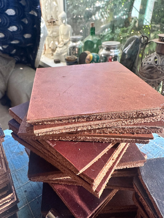 Limited Edition Genuine Leather Coaster Set (4 Pack) - Rustic Cork Backed